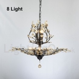 Lustre de pintura em ferro cristal com lâmpada de iluminação moderna de cristal
