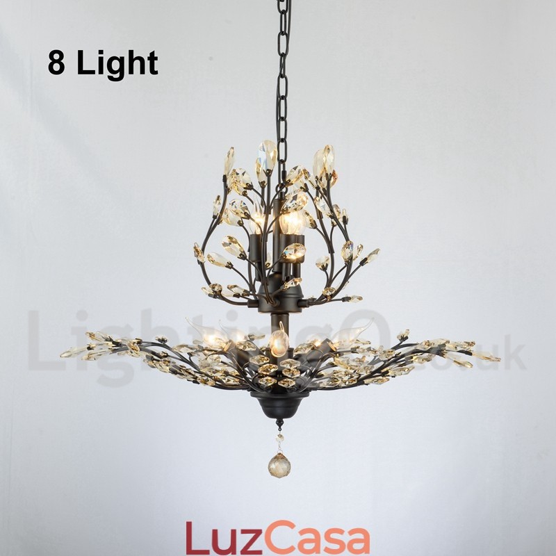 Lustre de pintura em ferro cristal com lâmpada de iluminação moderna de cristal