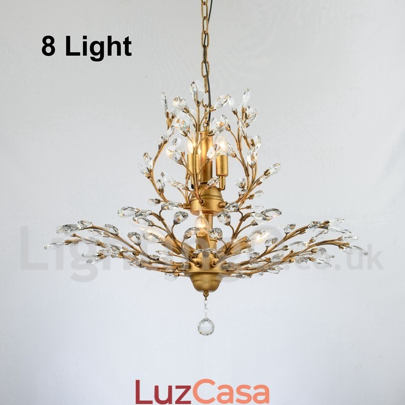 Lustre de pintura em ferro cristal com lâmpada de iluminação moderna de cristal