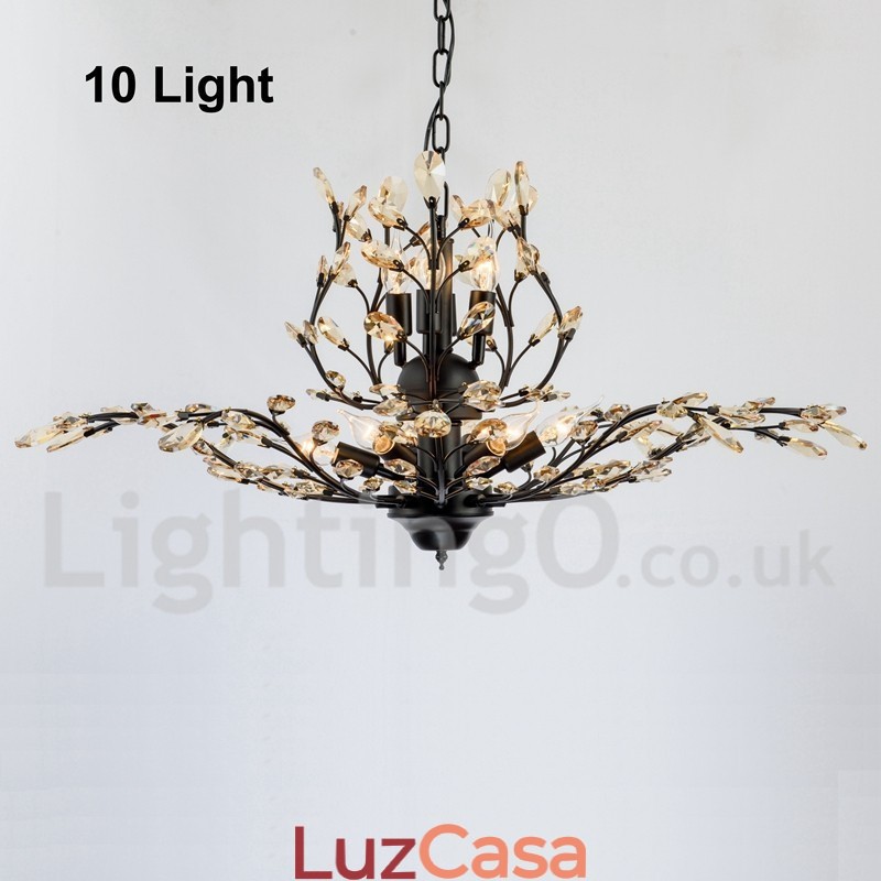 Lustre de pintura em ferro cristal com lâmpada de iluminação moderna de cristal