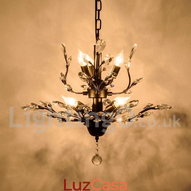 Lustre de pintura em ferro cristal com lâmpada de iluminação moderna de cristal