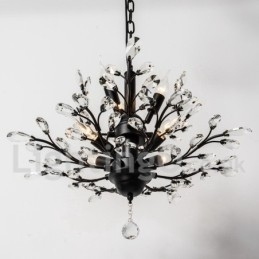 Lustre de pintura em ferro cristal com lâmpada de iluminação moderna de cristal