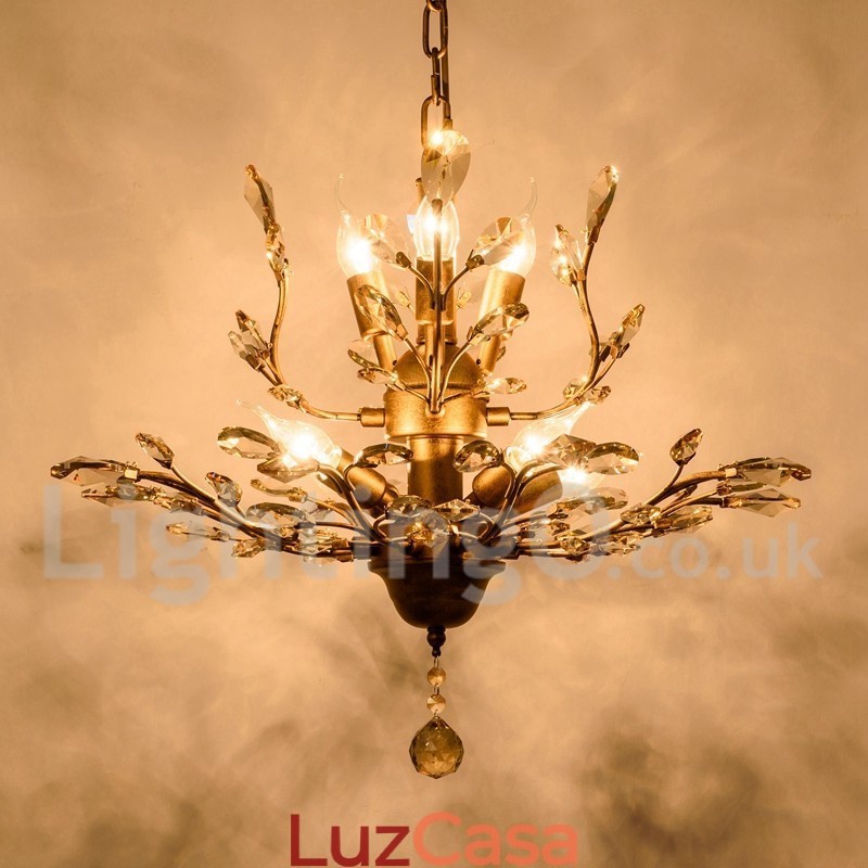 Lustre de pintura em ferro cristal com lâmpada de iluminação moderna de cristal