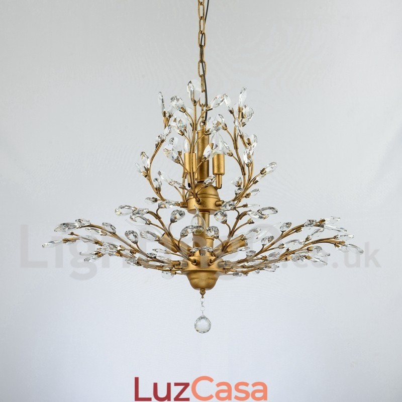 Lustre de pintura em ferro cristal com lâmpada de iluminação moderna de cristal