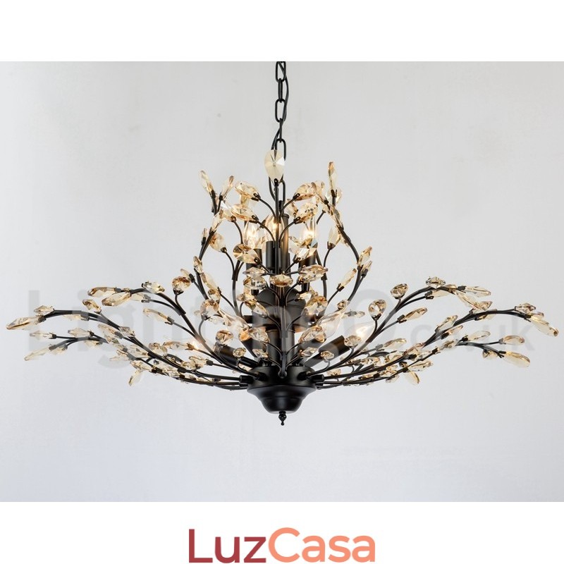 Lustre de pintura em ferro cristal com lâmpada de iluminação moderna de cristal
