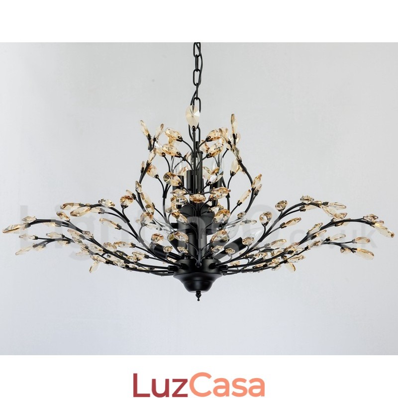 Lustre de pintura em ferro cristal com lâmpada de iluminação moderna de cristal