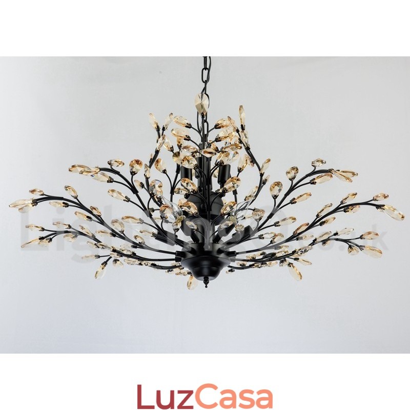 Lustre de pintura em ferro cristal com lâmpada de iluminação moderna de cristal