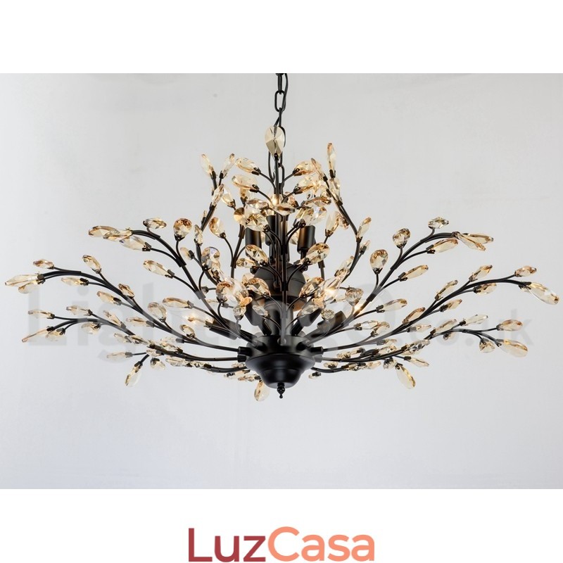 Lustre de pintura em ferro cristal com lâmpada de iluminação moderna de cristal