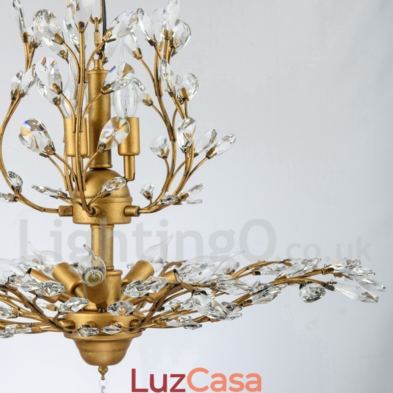 Lustre de pintura em ferro cristal com lâmpada de iluminação moderna de cristal