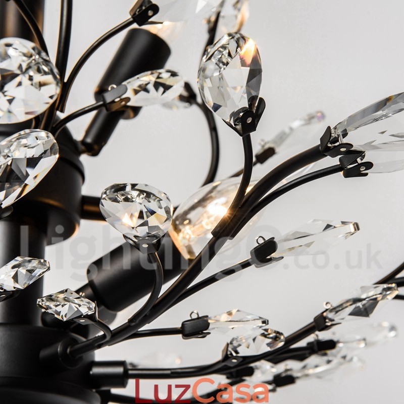 Lustre de pintura em ferro cristal com lâmpada de iluminação moderna de cristal