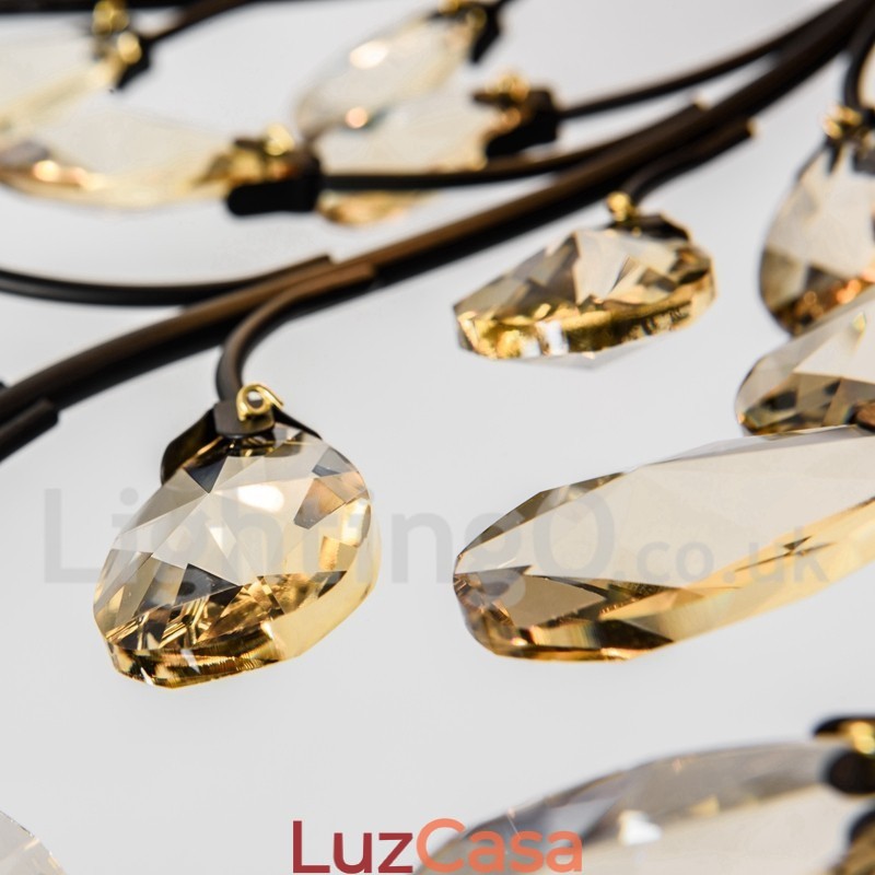 Lustre de pintura em ferro cristal com lâmpada de iluminação moderna de cristal
