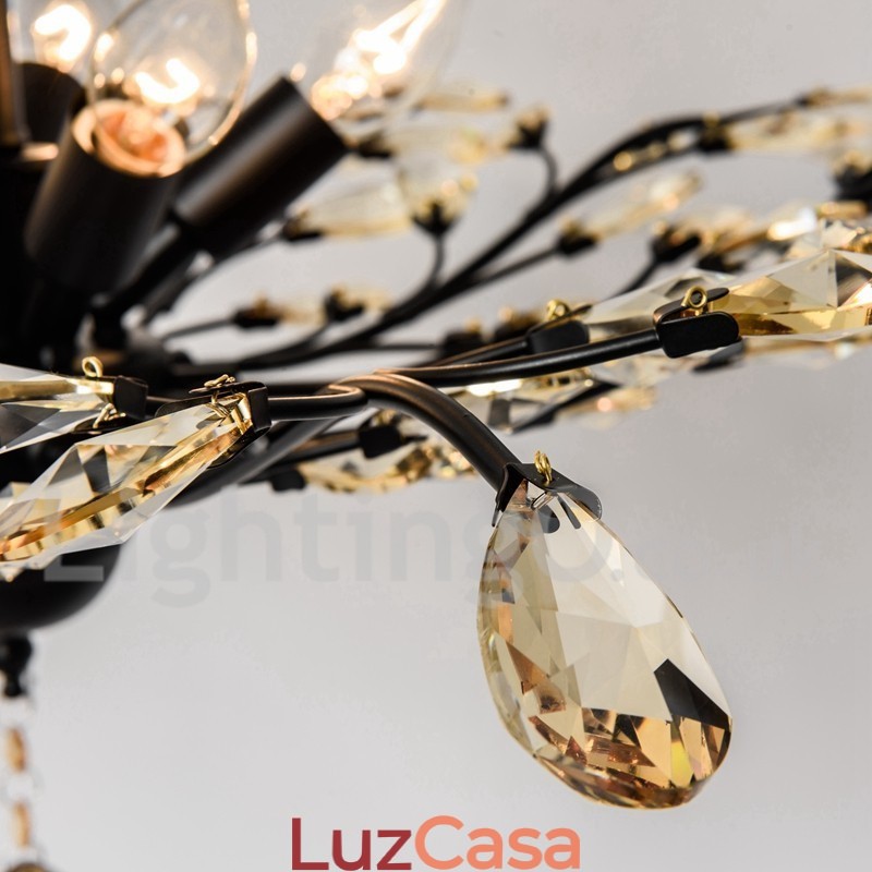 Lustre de pintura em ferro cristal com lâmpada de iluminação moderna de cristal