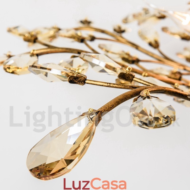 Lustre de pintura em ferro cristal com lâmpada de iluminação moderna de cristal