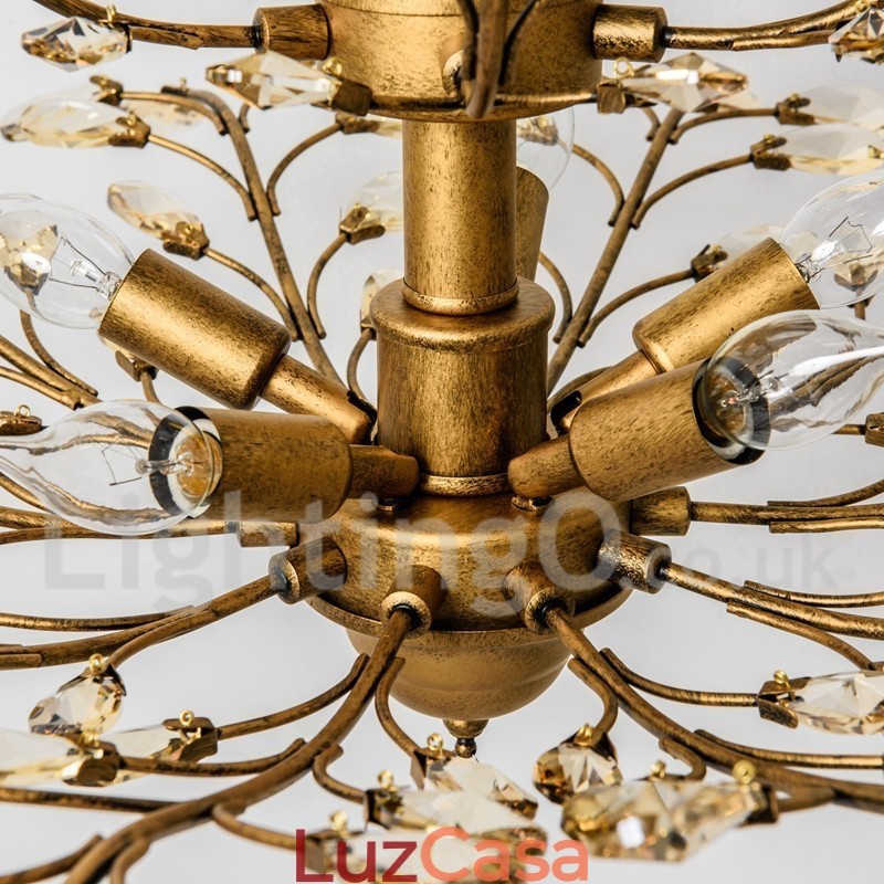 Lustre de pintura em ferro cristal com lâmpada de iluminação moderna de cristal