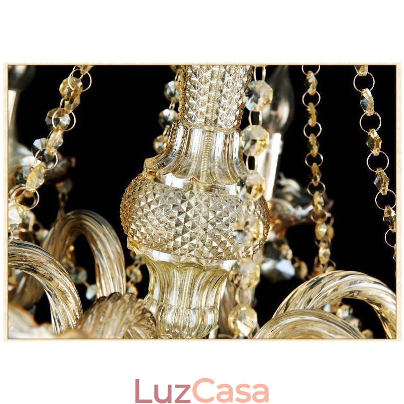 Lustre moderno e luxuoso extra grande de 3 camadas, cor conhaque retrô, cristal K9
