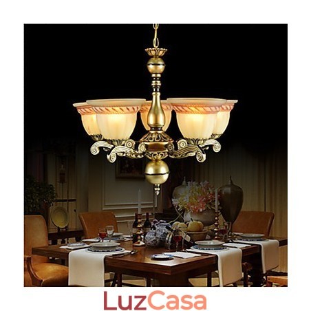 Lustre Cinco Luzes Bronze Europeu Retro Clássico Lustre Cinco Luzes Bronze Europeu Retro Clássico