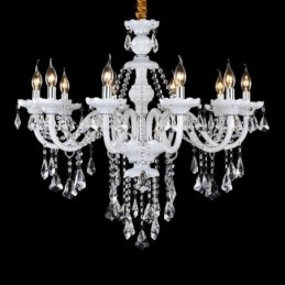 Lustre de vela de cristal transparente K9 de cor branca retrô