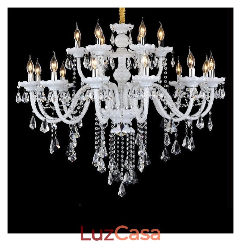 15 Luzes Retro Branco Cor K9 Cristal Transparente Vela Lustre