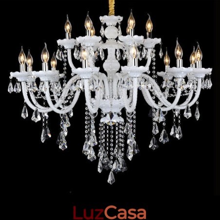 15 Luzes Retro Branco Cor K9 Cristal Transparente Vela Lustre 15 Luzes Retro Branco Cor K9 Cristal Transparente Vela Lustre