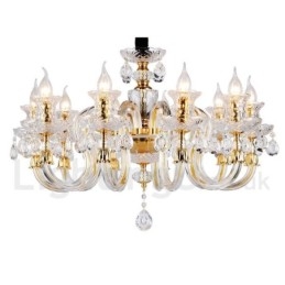 Lustre de vela de cristal transparente K9 cor ouro retrô