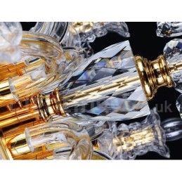 Lustre de vela de cristal transparente K9 cor ouro retrô