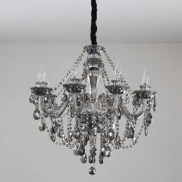 8 Luzes Retro Cinza Cor K9 Cristal Vela Grande Lustre