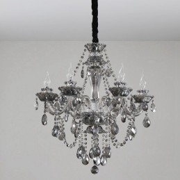 6 Luzes Retro Cinza Cor K9 Cristal Vela Grande Lustre