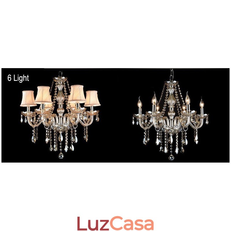 Vela de cor conhaque grande lustre de cristal K9 com abajures
