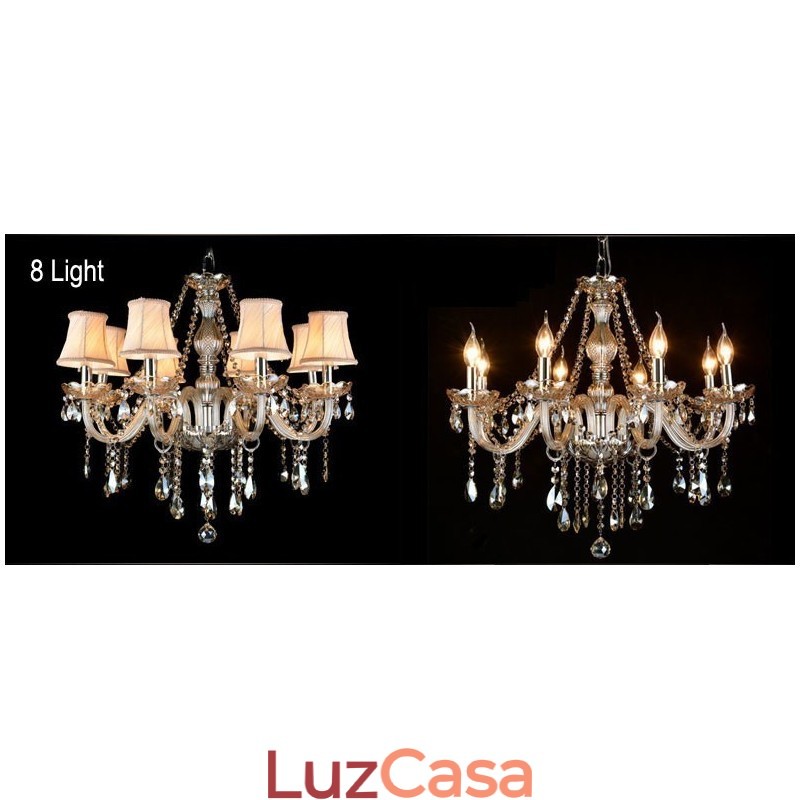 Vela de cor conhaque grande lustre de cristal K9 com abajures