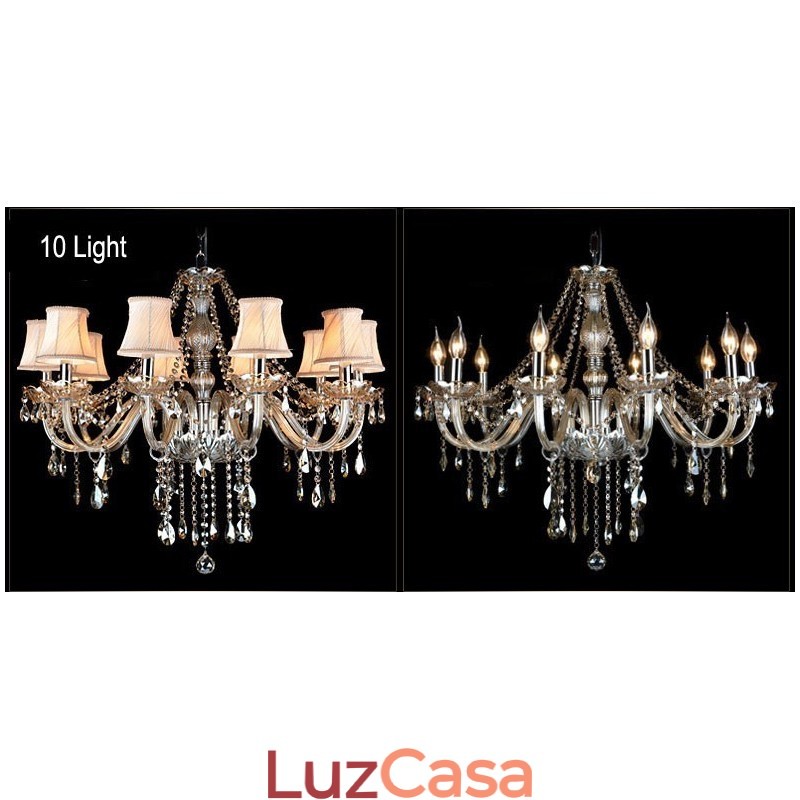 Vela de cor conhaque grande lustre de cristal K9 com abajures