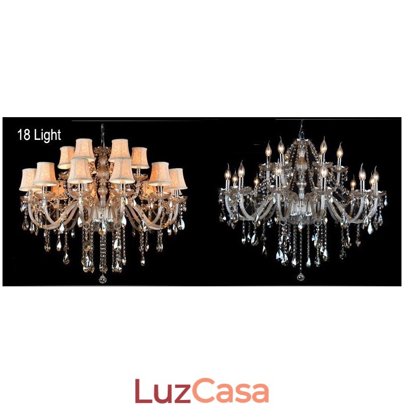 Vela de cor conhaque grande lustre de cristal K9 com abajures