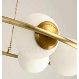 Lustre redondo estilo feijão de latão puro com abajures brancos