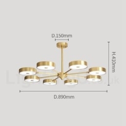 Lustre giratório rústico de latão puro com cúpulas de acrílico