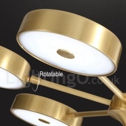 Lustre giratório rústico de latão puro com cúpulas de acrílico