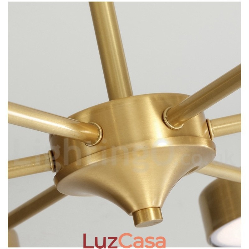Lustre giratório rústico de latão puro com cúpulas de acrílico