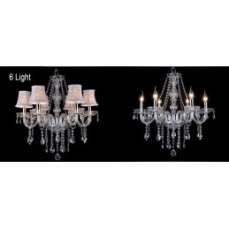 Lustre grande de cristal K9 com velas transparentes e abajures