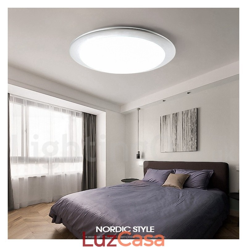 Luminária de teto embutida estilo nórdico moderno e contemporâneo superfina de 4 cm de espessura com abajur de acrílico e controle remoto, também pode ser usada como luminária de parede