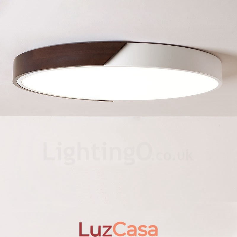 Luzes de teto embutidas ultrafinas redondas e reguláveis em madeira de nogueira retrô com cúpula de acrílico também podem ser usadas como luz de parede