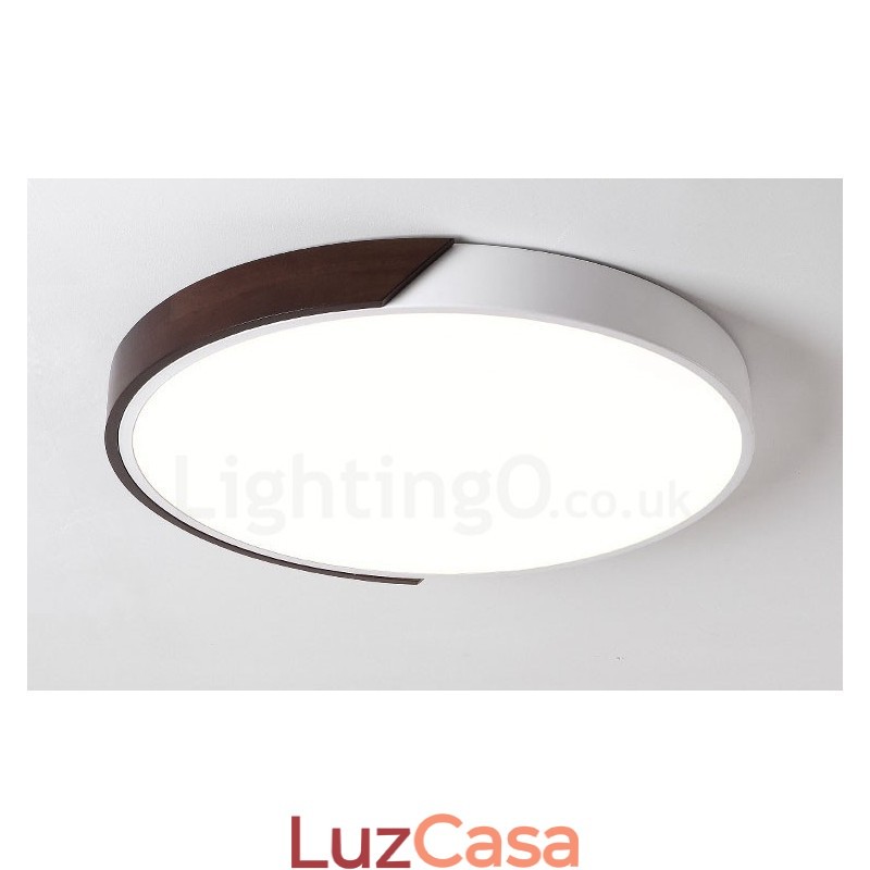 Luzes de teto embutidas ultrafinas redondas e reguláveis em madeira de nogueira retrô com cúpula de acrílico também podem ser usadas como luz de parede