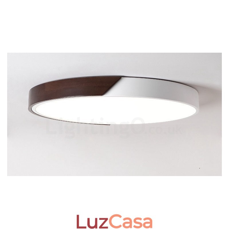 Luzes de teto embutidas ultrafinas redondas e reguláveis em madeira de nogueira retrô com cúpula de acrílico também podem ser usadas como luz de parede