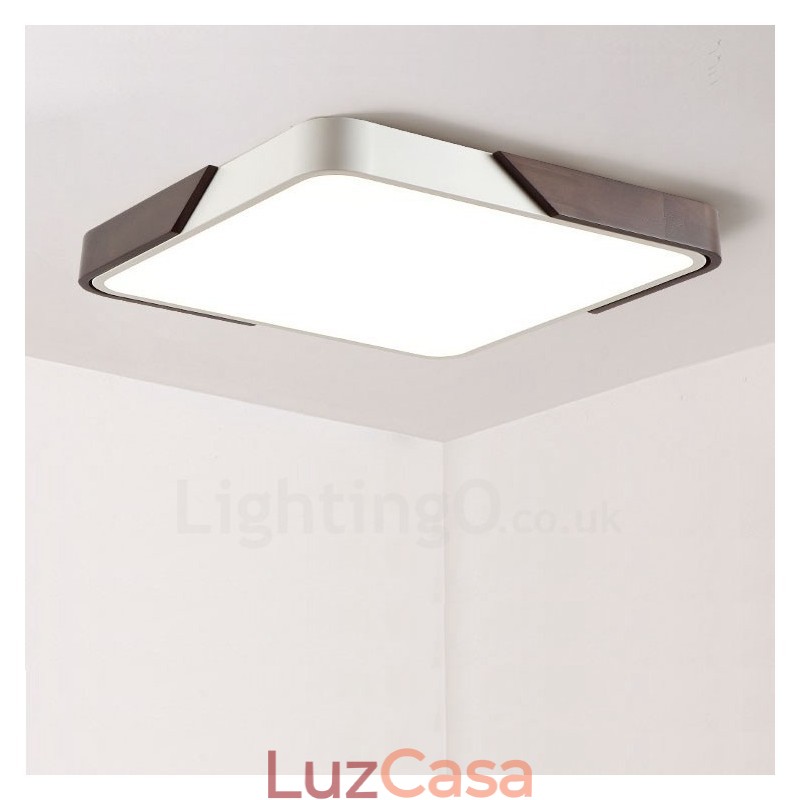 Luzes de teto embutidas quadradas ultrafinas de cor nogueira retrô com abajur de acrílico também podem ser usadas como luz de parede