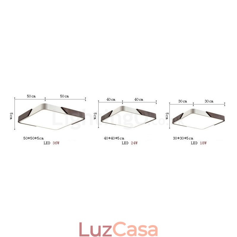 Luzes de teto embutidas quadradas ultrafinas de cor nogueira retrô com abajur de acrílico também podem ser usadas como luz de parede