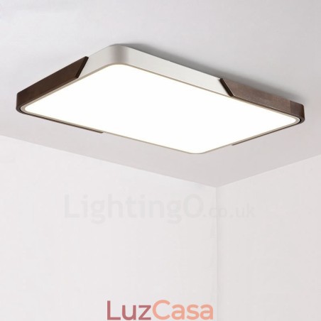 Luzes de teto embutidas retangulares ultrafinas de cor nogueira retrô com abajur de acrílico também podem ser usadas como luz de parede Luzes de teto embutidas retangulares ultrafinas de cor nogueira retrô com abajur de acrílico também podem ser usadas como luz de parede