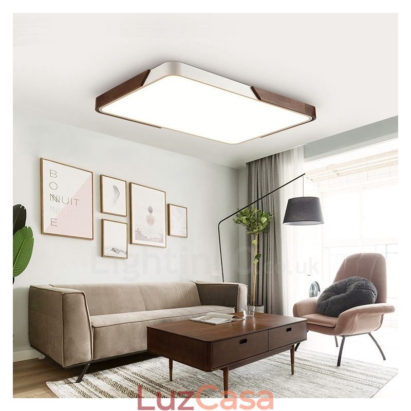Luzes de teto embutidas retangulares ultrafinas de cor nogueira retrô com abajur de acrílico também podem ser usadas como luz de parede