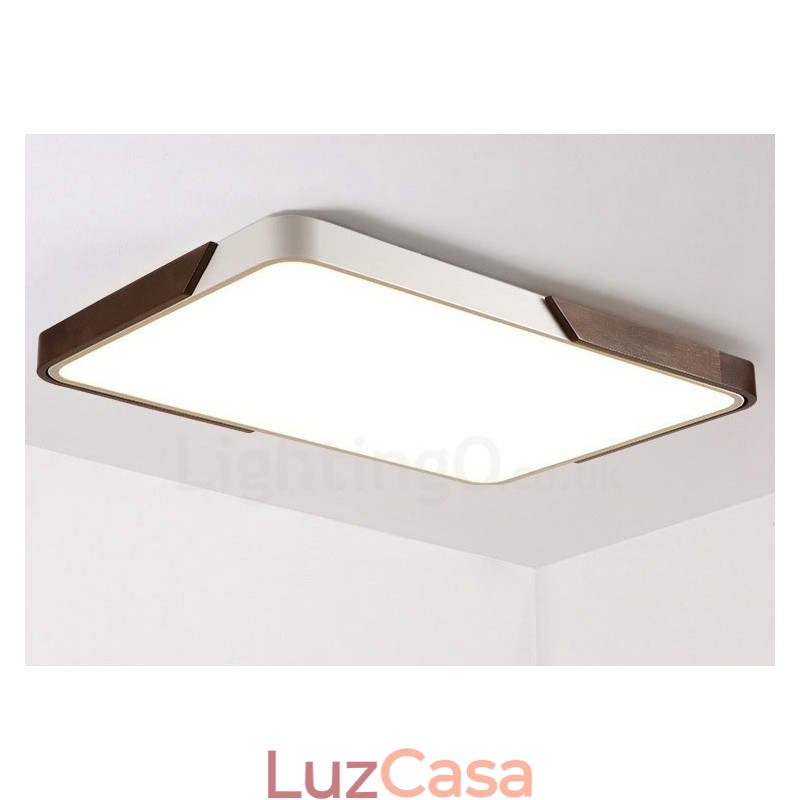 Luzes de teto embutidas retangulares ultrafinas de cor nogueira retrô com abajur de acrílico também podem ser usadas como luz de parede