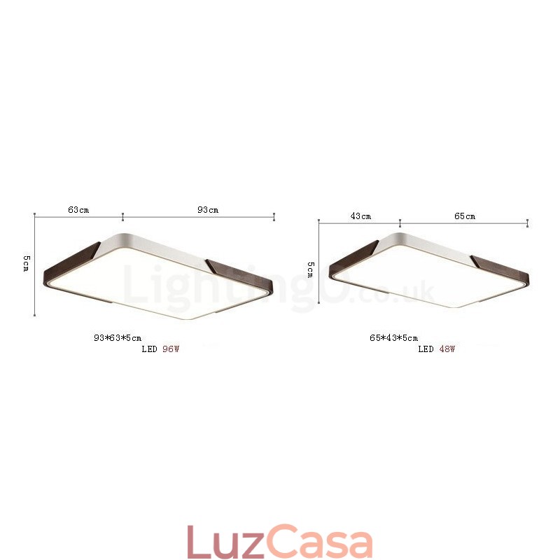 Luzes de teto embutidas retangulares ultrafinas de cor nogueira retrô com abajur de acrílico também podem ser usadas como luz de parede