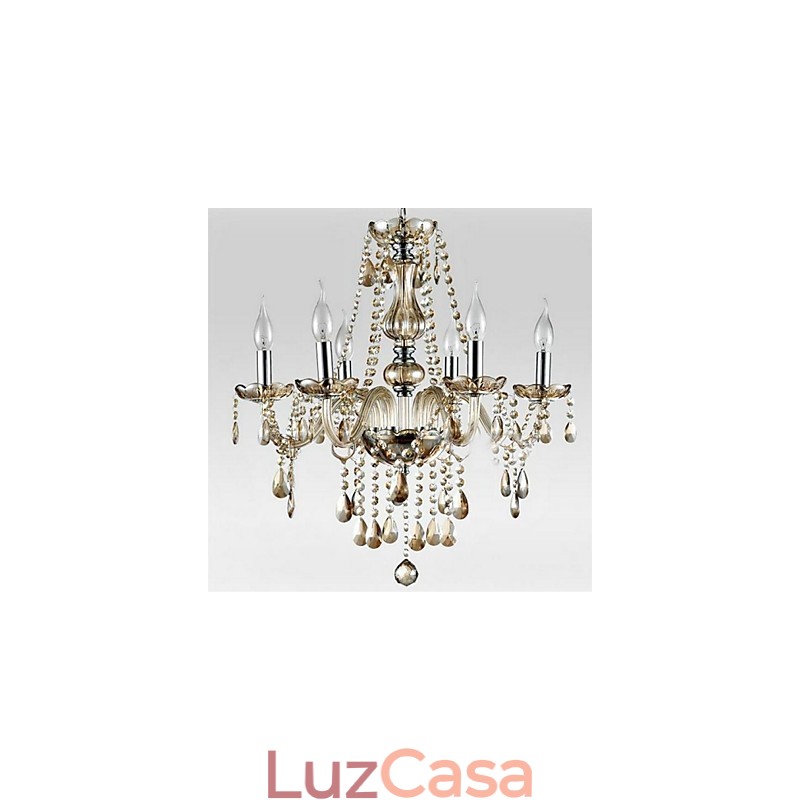 6 luzes O estilo do palácio Lustre de vidro com lâmpada de vela