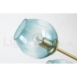 Lustre rústico de aço inoxidável com 8 luzes e cúpulas de vidro transparente ou azul