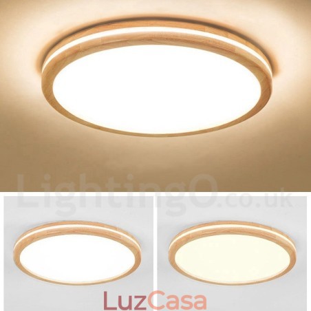 Luminária de teto de madeira redonda regulável com lente, estilo nórdico moderno e contemporâneo, embutida, com cúpula de acrílico e controle remoto, também pode ser usada como luminária de parede Luminária de teto de madeira redonda regulável com lente, estilo nórdico moderno e contemporâneo, embutida, com cúpula de acrílico e controle remoto, também pode ser usada como luminária de parede