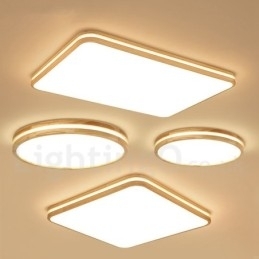 Luminária de teto de madeira quadrada com lente, estilo nórdico moderno e contemporâneo, embutida, com cúpula de acrílico e controle remoto, também pode ser usada como luminária de parede